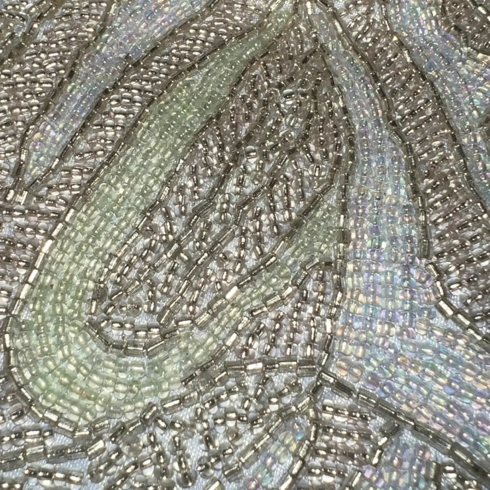 MONI  Couture Silver Green Blue Beaded Purse Handbag Bag Prom Formal New - Picture 4 of 9